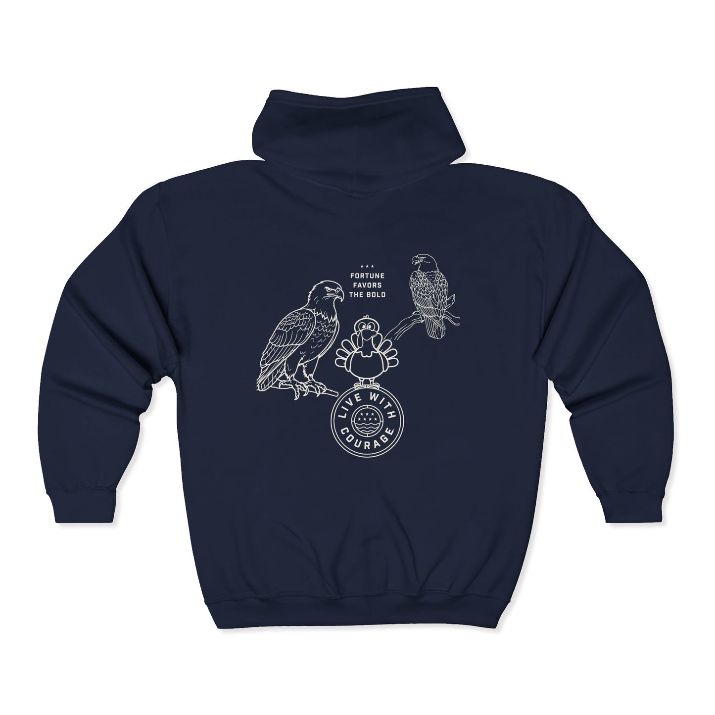 Thanksgiving Funny Turkey Full Zip Hoodie – Live With Courage® Humor at the table.