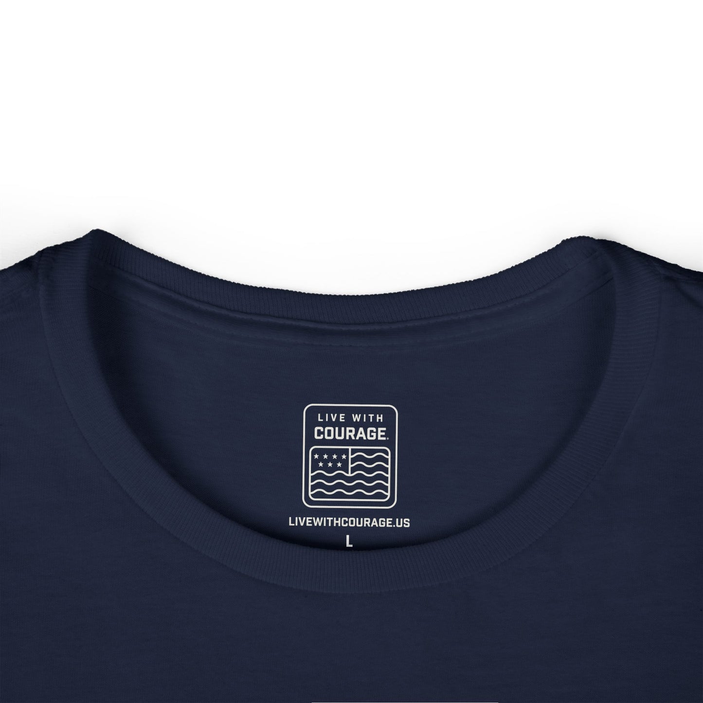 America 250 Women’s T-Shirt – Courage Created This Nation (Navy)