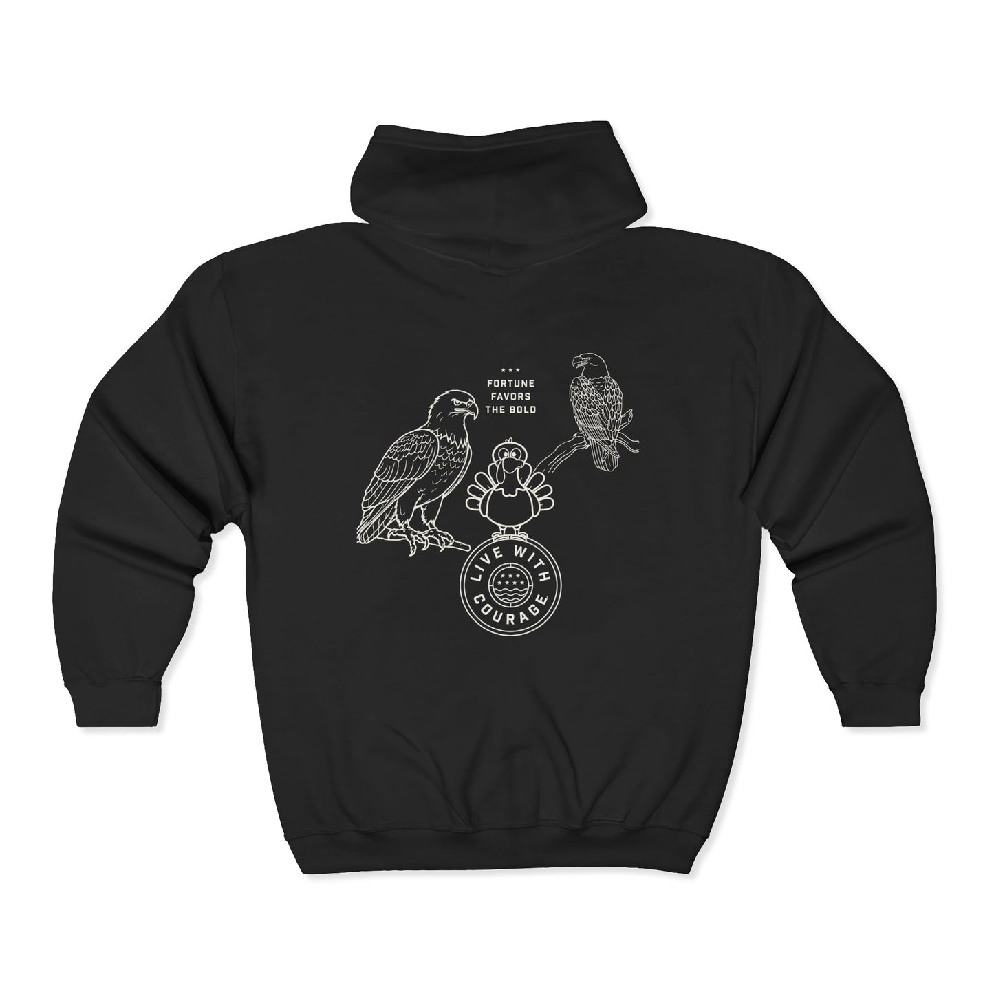 Thanksgiving Funny Turkey Full Zip Hoodie – Live With Courage® Humor at the table.