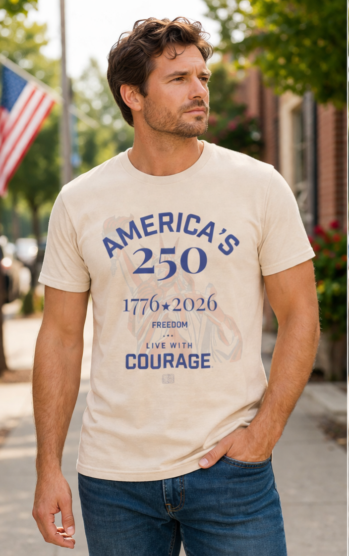 America’s 250 Shirt – Freedom & Courage Patriotic T-Shirt (1776–2026)