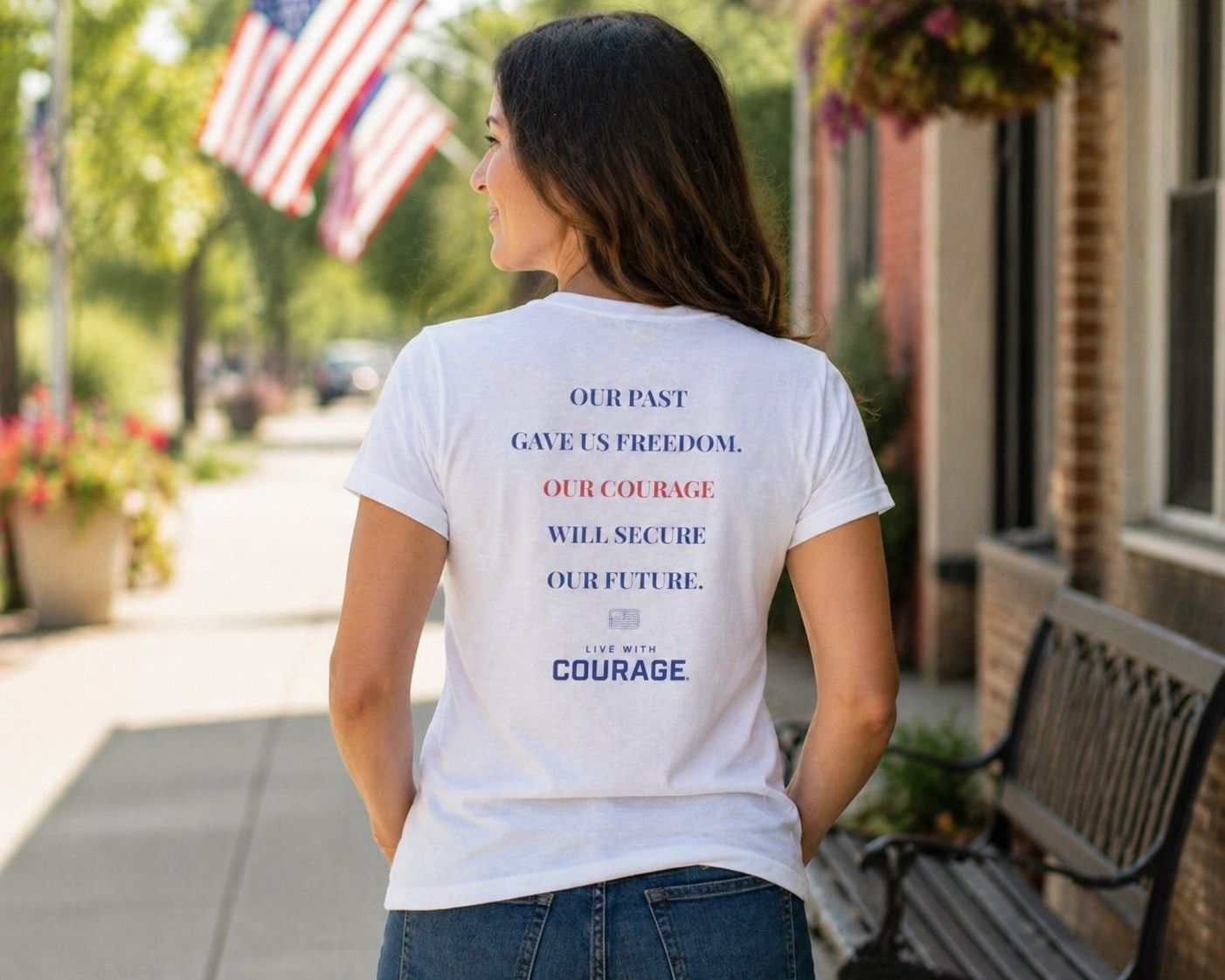 America’s 250 Women’s T-Shirt – Freedom & Courage Patriotic Tee (1776–2026)