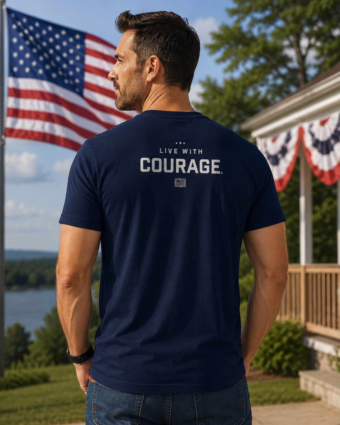 Navy Courage 250th Anniversary T-Shirt — “Courage Created This Nation” Patriotic Tee