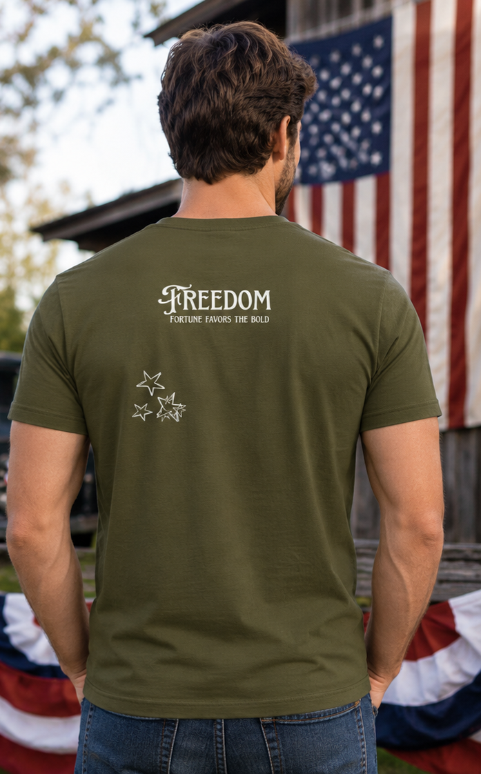 America 250 Courage & Freedom Flag T-Shirt – We The People Patriotic Tee